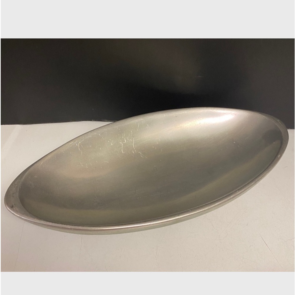 Nambé 504 Serving Tray Platter Dish Aluminum Alloy Original Oval Leaf Shaped